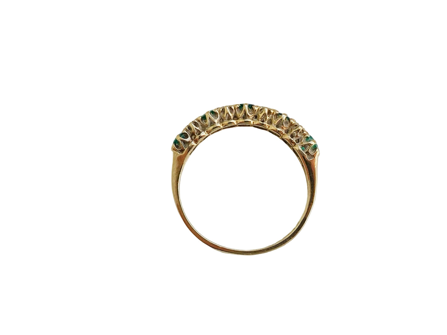 Vintage 9ct Gold Emerald & Diamond Ring