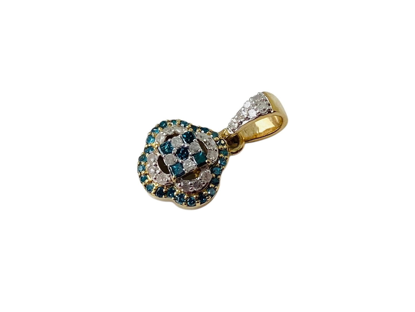 9ct Gold Blue & White Diamond Pendant
