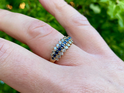 Vintage 9ct Gold Sapphire & Diamond Ring