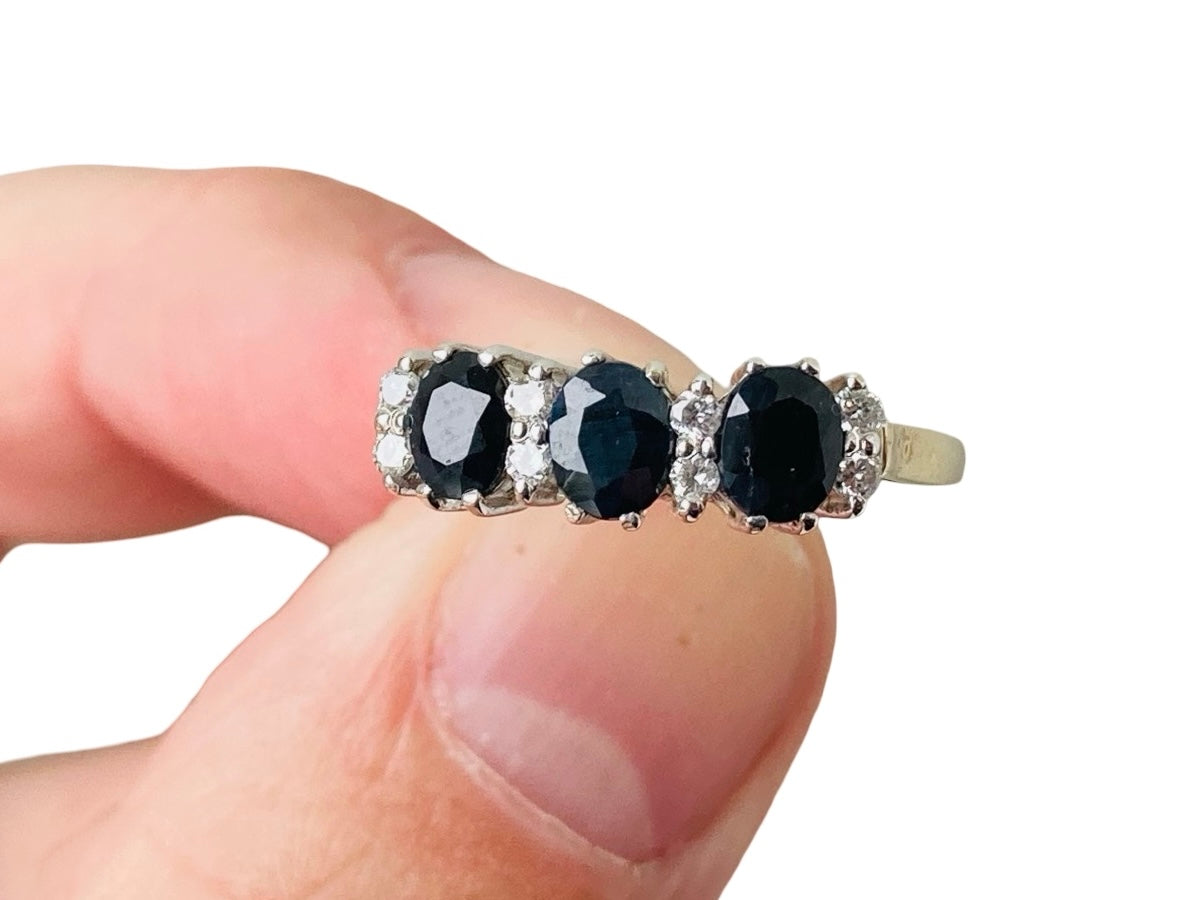 9ct Gold Sapphire & Diamond Ring