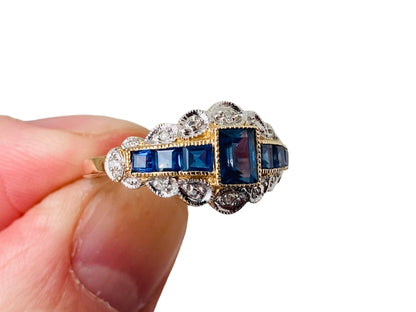 9ct Gold Luke Stockley Sapphire & Diamond Ring