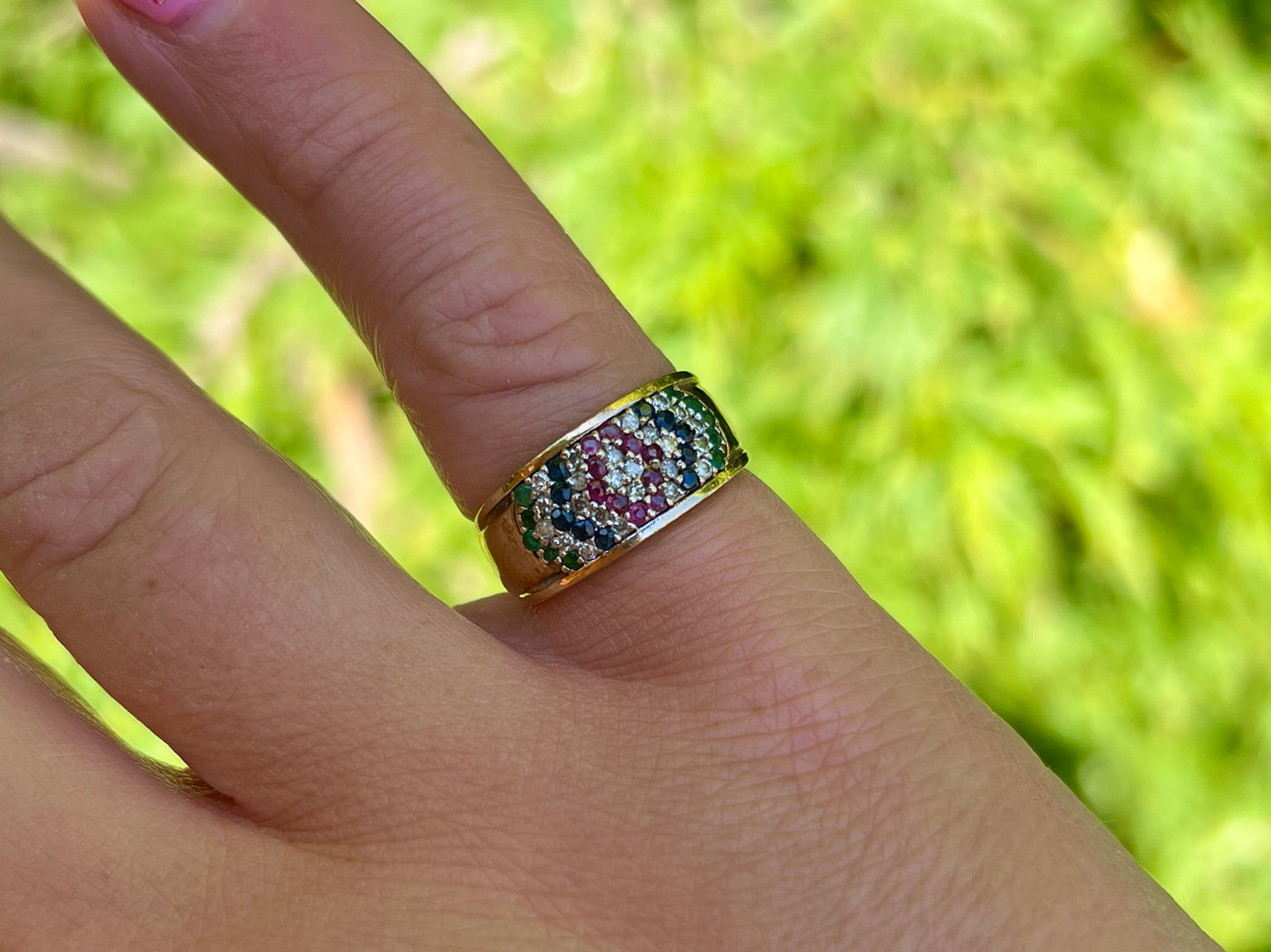 Vintage 9ct Gold Multi-Gemstone Ring