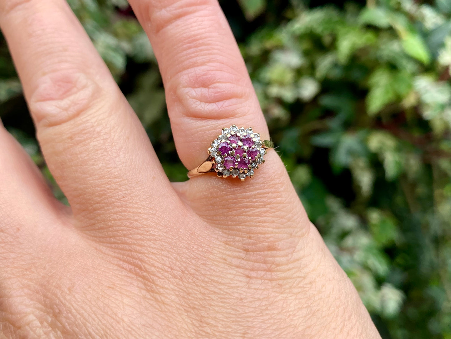 Vintage 9ct Gold Ruby & Diamond Ring