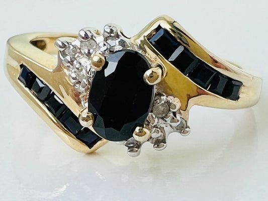 10ct Gold Sapphire & Diamond Ring