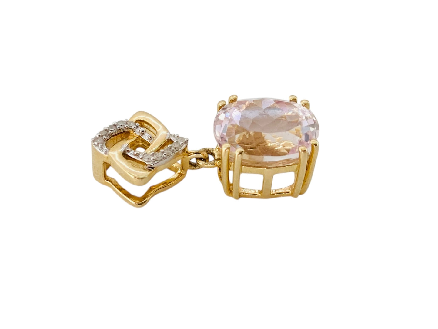 9ct Gold Kunzite & Diamond Pendant