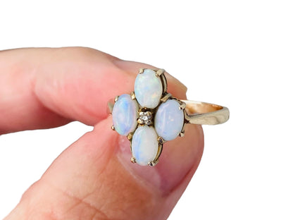 9ct Gold Opal & Diamond Ring