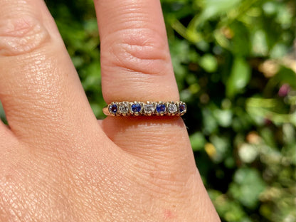 Vintage 9ct Gold Sapphire & Diamond Ring