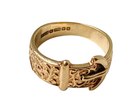 Vintage 9ct Gold Belt Buckle Ring