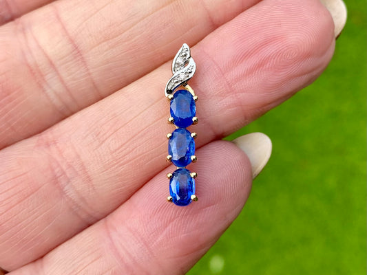 9ct Gold Kyanite & Diamond Pendant
