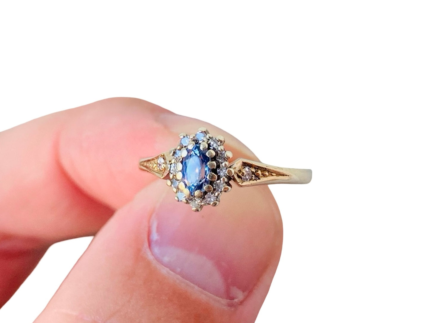 Vintage 9ct Gold Sapphire & Diamond Ring