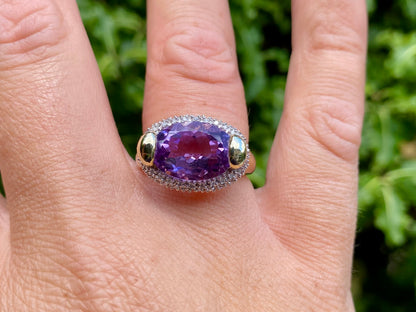 9ct Gold Amethyst & Diamond Ring