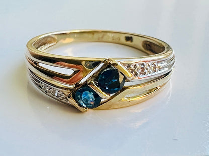 9ct Gold Sapphire & Diamond Ring