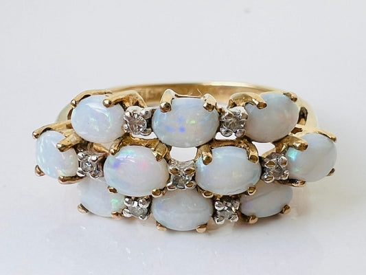 9ct Gold Opal & Diamond Ring