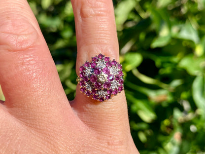 Vintage 9ct Gold Ruby & Diamond Ring