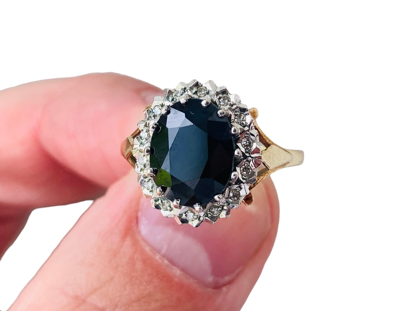 Vintage 9ct Gold Sapphire & Diamond Ring