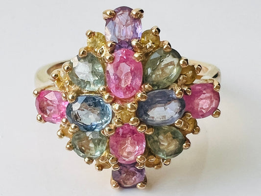 9ct Gold Multi-Coloured Sapphire Ring