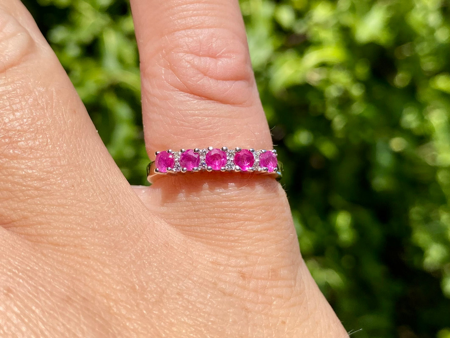 9ct Gold Pink Ruby & Diamond Ring