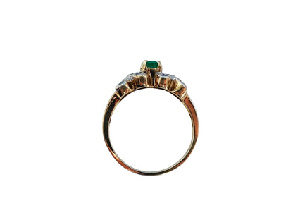 10ct Gold Emerald & Diamond Ring