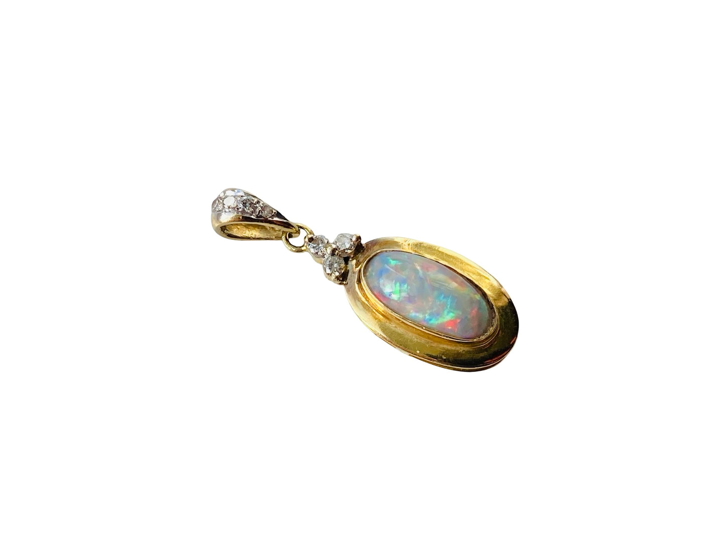 18ct Gold Opal & Diamond Pendant