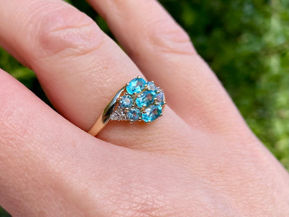 9ct Gold Apatite & Diamond Ring