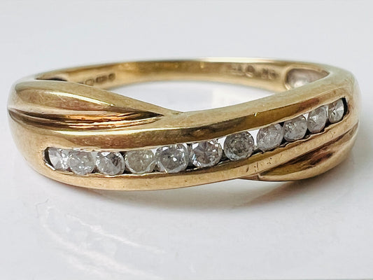 9ct Gold Diamond Crossover Ring