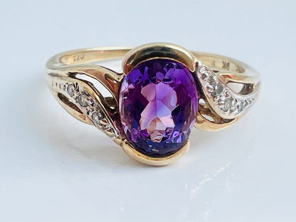 9ct Gold Amethyst & Diamond Ring