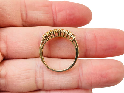 9ct Gold Ruby & Citrine Wishbone/Chevron Ring