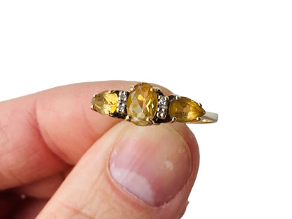 9ct Gold Citrine & Diamond Ring