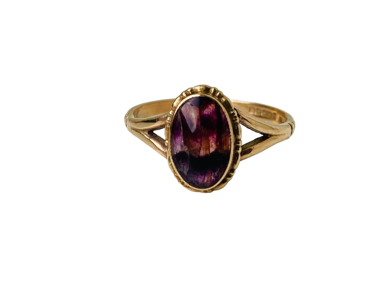 Vintage 9ct Gold Blue John Ring