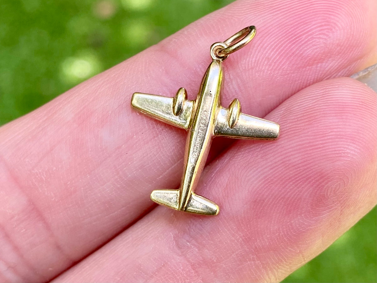 Vintage 9ct Gold Aeroplane Pendant