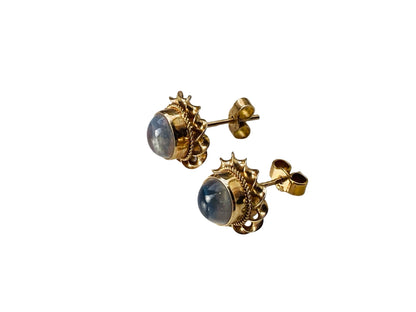 Vintage 9ct Gold Moonstone Earrings