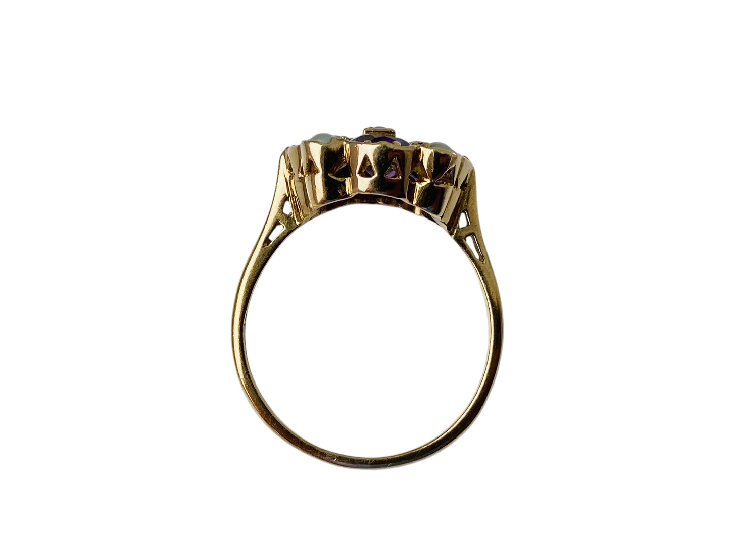 Vintage 9ct Gold Amethyst & Pearl Ring