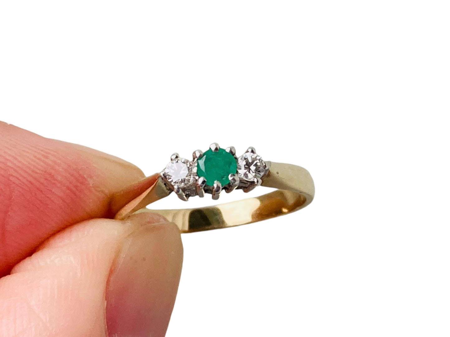 Vintage 9ct Gold Emerald & Diamond Ring