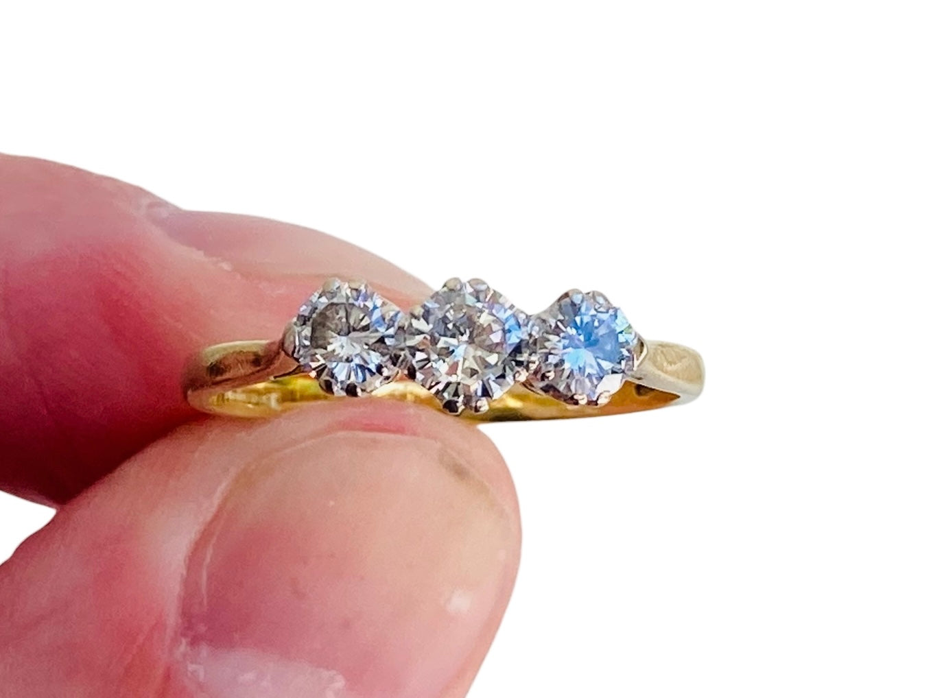 Vintage 18ct Gold 0.75ct Three-Stone Diamond Ring