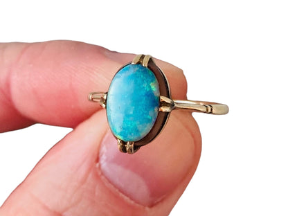 Antique 9ct Gold Opal Doublet Ring