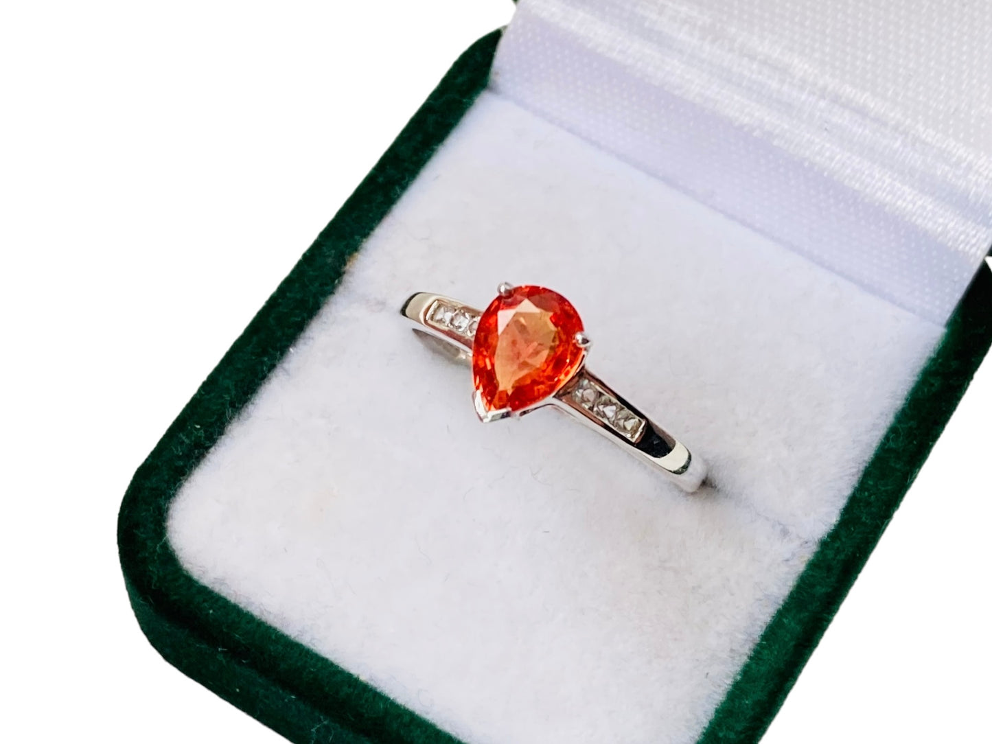 9ct Gold Orange Sapphire & Zircon Ring