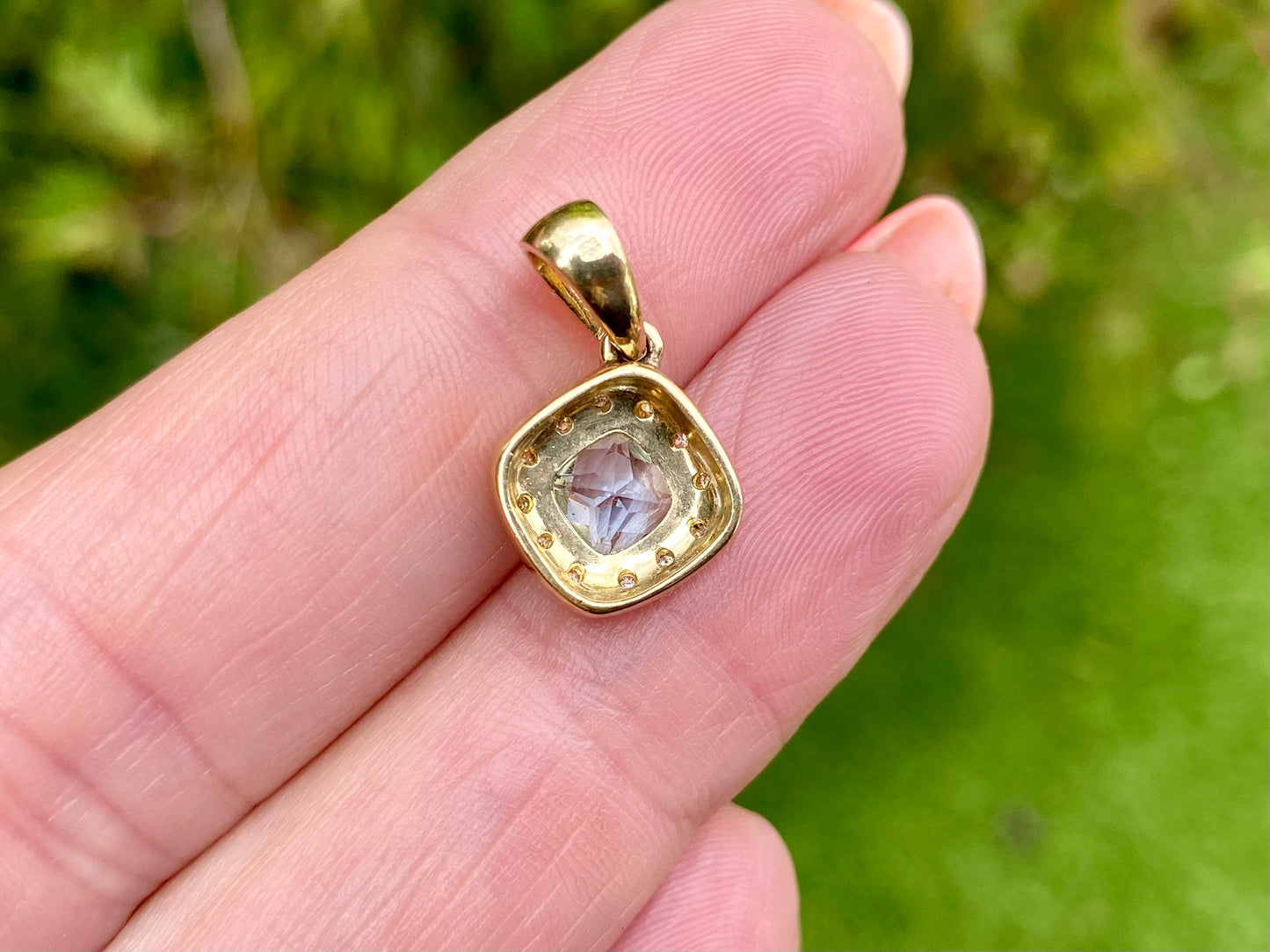 9ct Gold Topaz & Diamond Pendant
