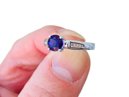 9ct Gold Amethyst & Diamond Ring