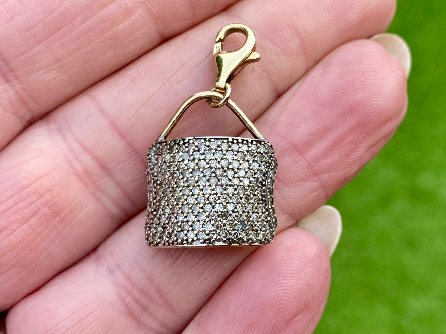 9ct Gold Diamond Handbag Clasp Pendant