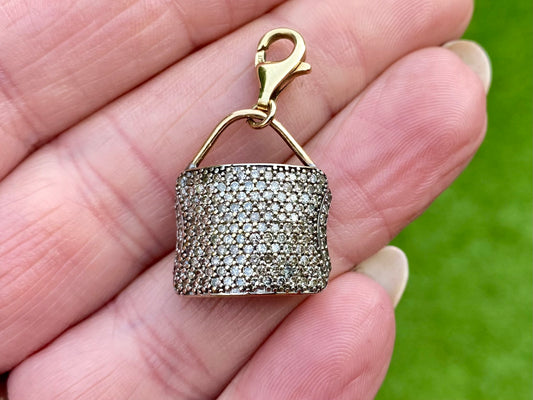 9ct Gold Diamond Handbag Clasp Pendant
