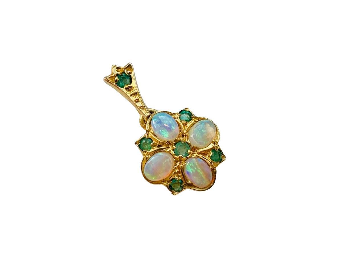 9ct Gold Opal & Emerald Pendant