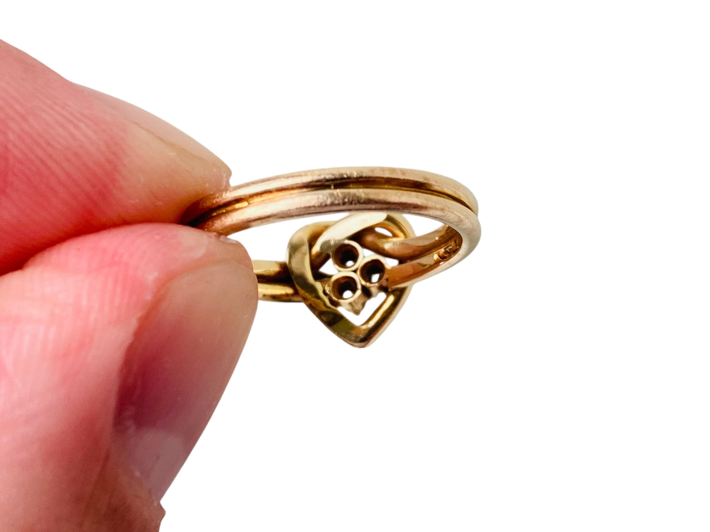 Antique Edwardian 18ct Gold Diamond Heart Knot Ring