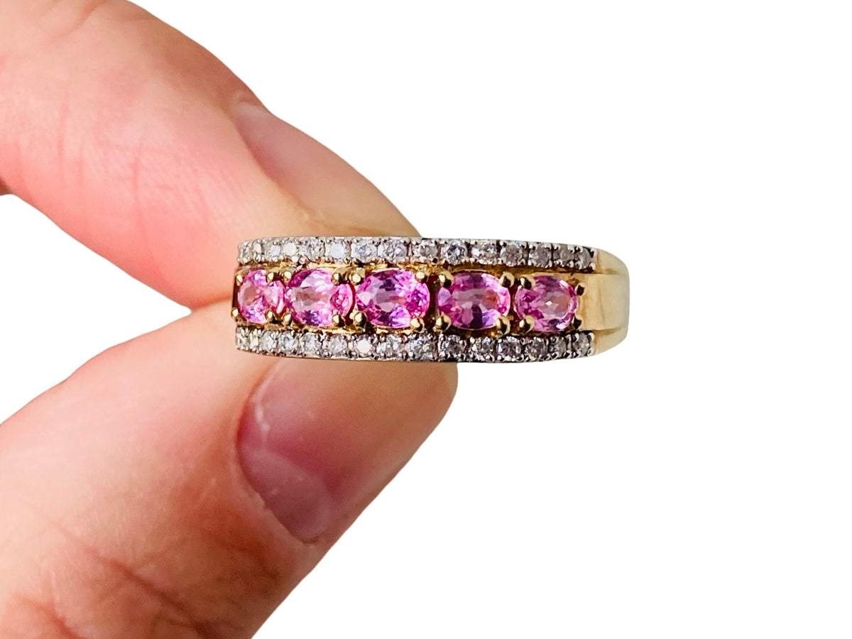 9ct Gold Pink Sapphire & Diamond Ring