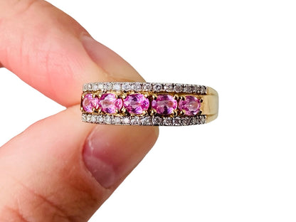 9ct Gold Pink Sapphire & Diamond Ring