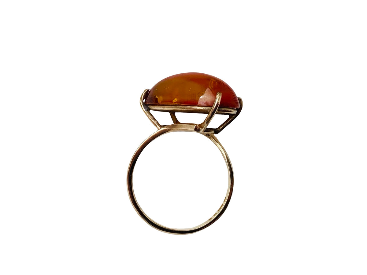 Vintage 9ct Gold Amber Ring