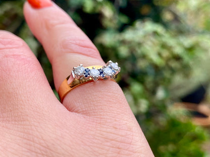 Vintage 18ct Gold Sapphire & Diamond Ring