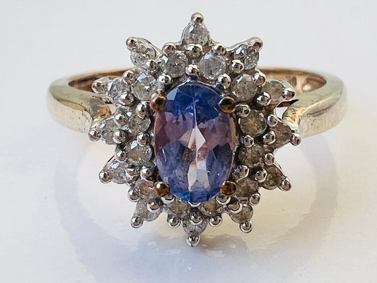 9ct Gold Tanzanite & Diamond Ring