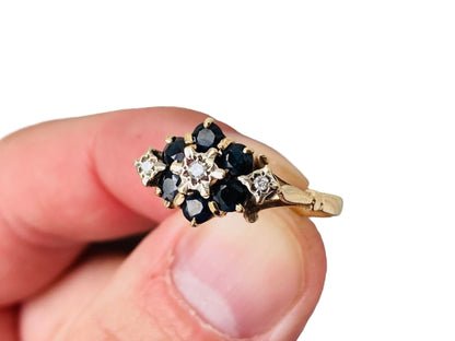 9ct Gold Sapphire & Diamond Ring