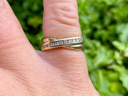 9ct Gold Diamond Crossover Ring