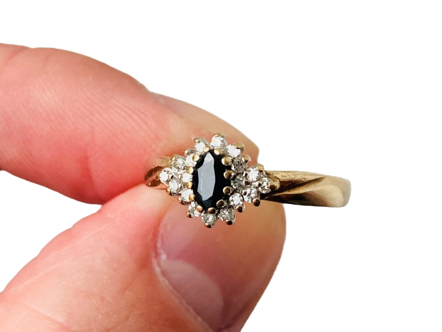 Vintage 9ct Gold Sapphire & Diamond Ring